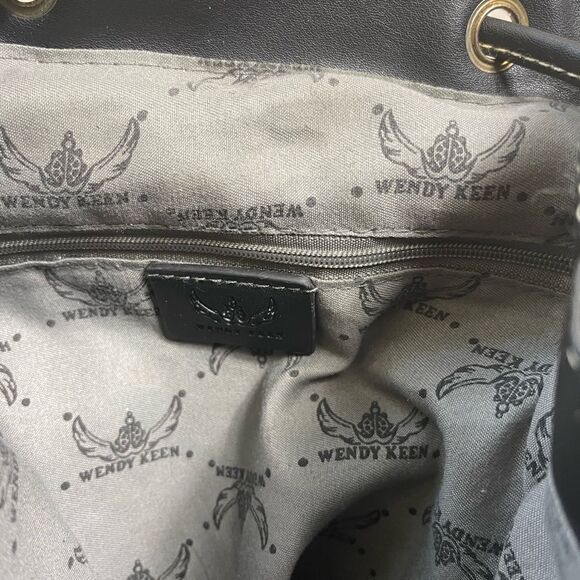 Wendy Keen Synthetic black and gray logo Backpack drawstring top closure. main image 10